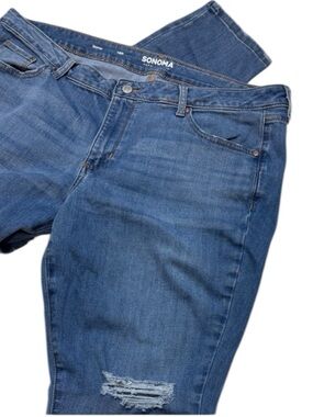 Sonoma Women's Distressed Blue Boyfriend Jeans